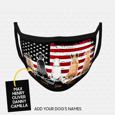 Personalized Dog Gift Idea - 5 Dogs Sit Together For Dog Lovers - Cloth Mask